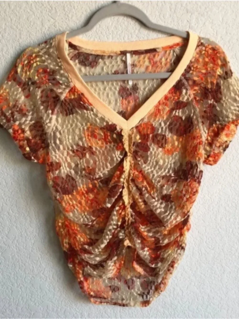 Free People Solana Sheer Lace Top Shirt